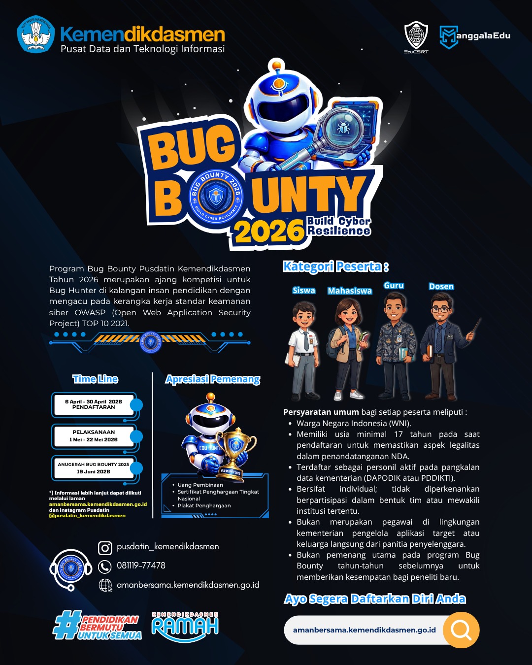 Program Bug Bounty 2026 Resmi Diluncurkan, Kemendikdasmen Dorong Ketahanan Siber Pendidikan