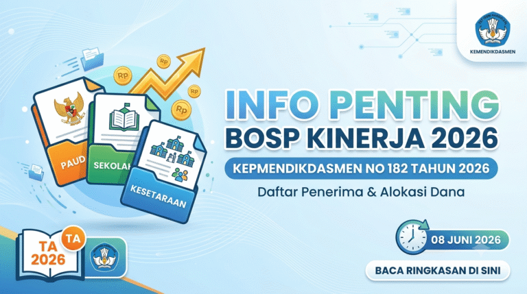 Pengumuman: Kepmendikdasmen Nomor 182 Tahun 2026 tentang Penerima dan Alokasi Dana BOSP Kinerja TA 2026